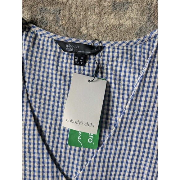 Nobody's Child Women's Sz 12 Dress Delilah Gingham Cotton Cottage Homestead Blue - Picture 3 of 14